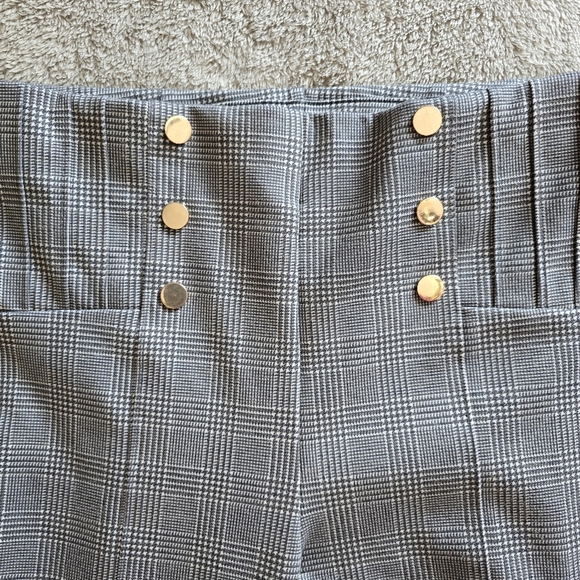 Ella Rafaella High Rise Button Detail Plaid Bootcut Pant size 8 - Picture 5 of 12